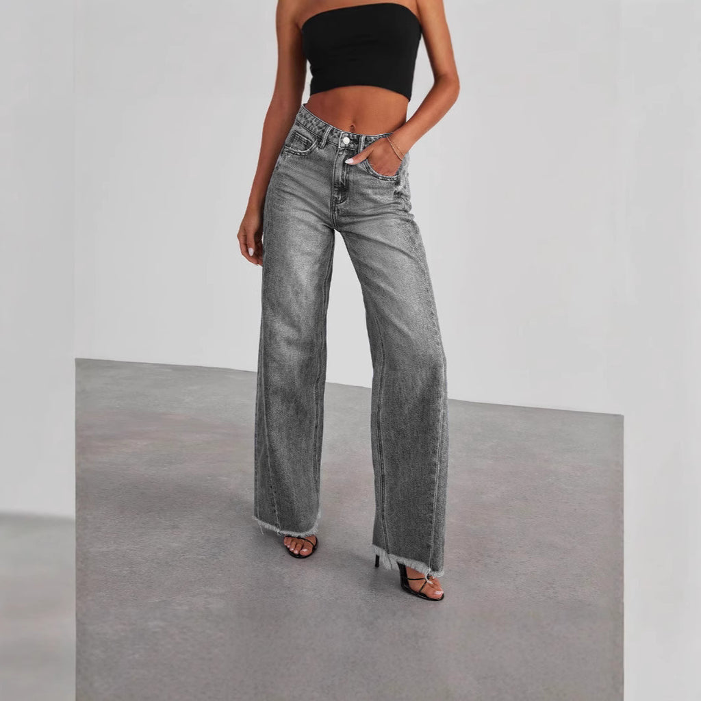Womens Straight Wide Leg Jeans