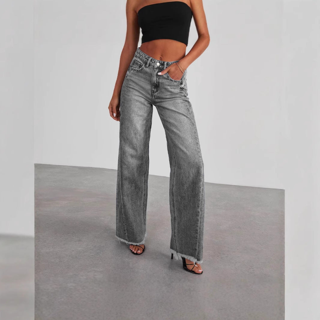 Womens Straight Wide Leg Jeans