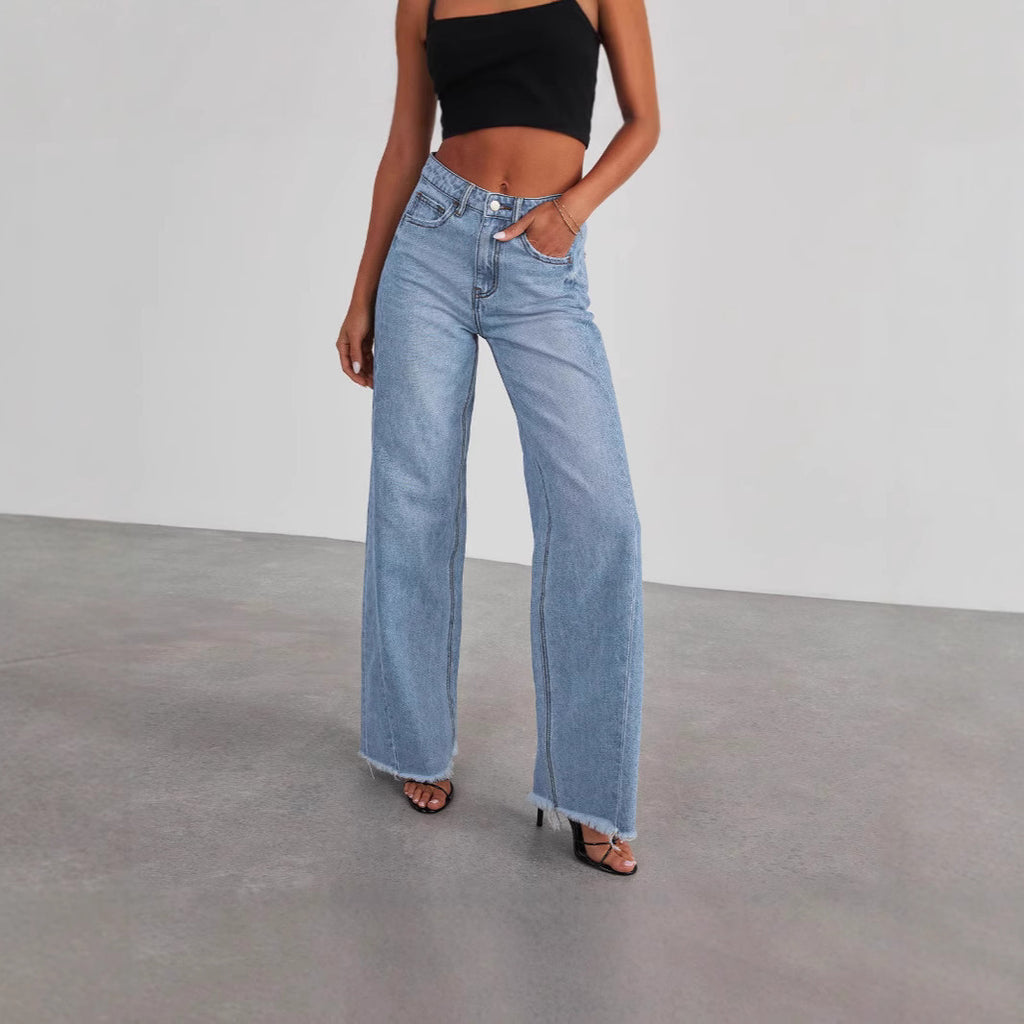 Womens Straight Wide Leg Jeans