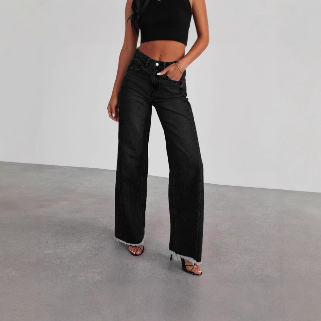 Womens Straight Wide Leg Jeans