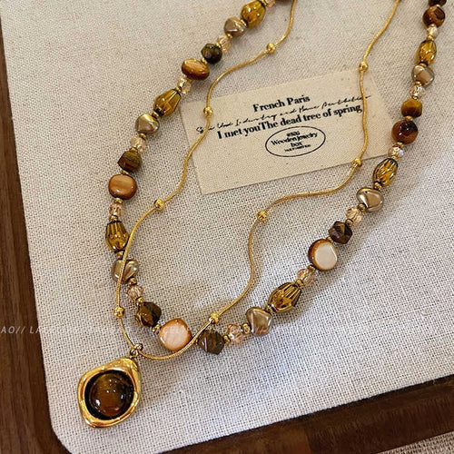 Coffee Color Beaded Necklace