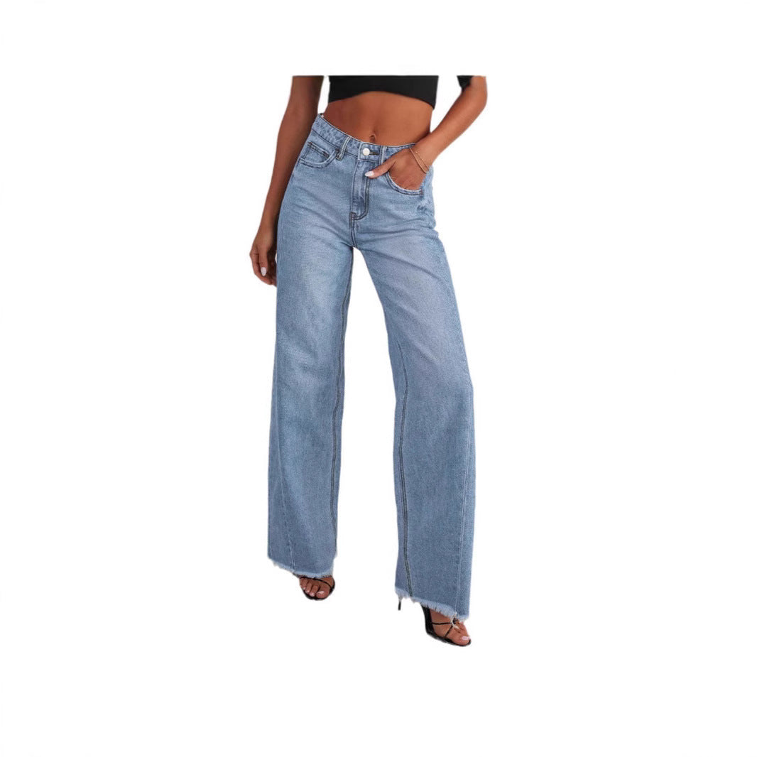 Womens Straight Wide Leg Jeans